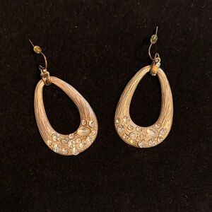 Silver Teardrop Crystal Hoop Earrings Costume Jewelry